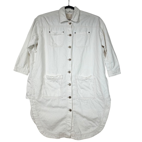 Pilcro Dresses & Skirts - Pilcro Anthropologie White Denim Dress Shirt Jacket Oversized Medium